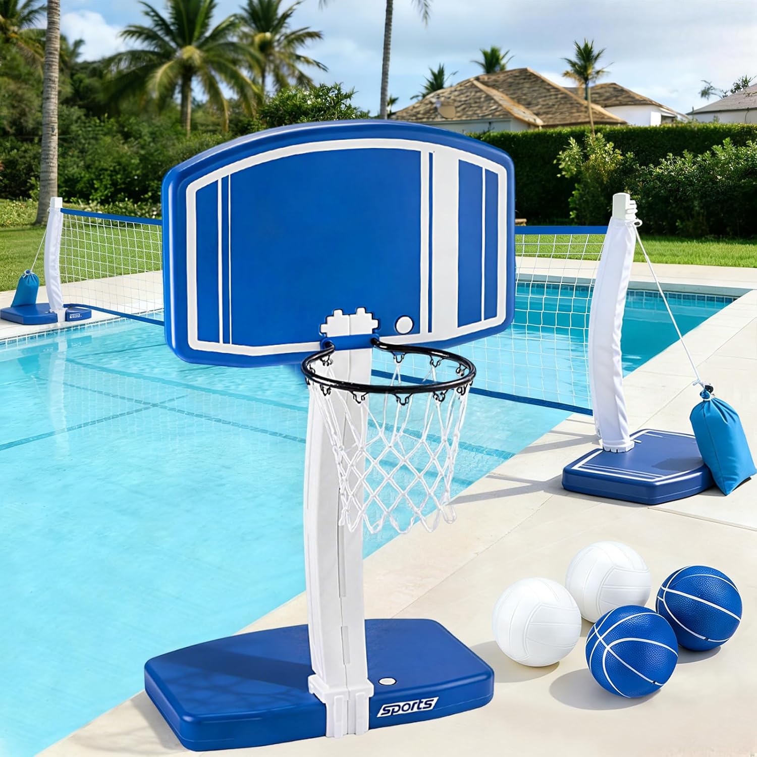 Kids Outdoor Basketball - Above Ground Pool Basketball Hoop and