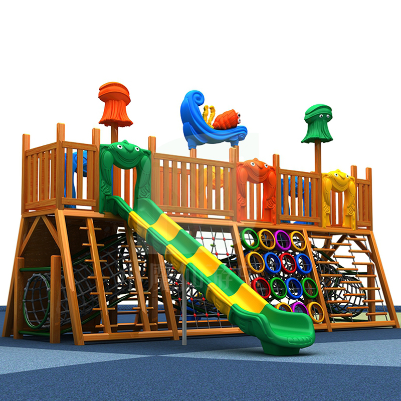 Kids Outdoor Wooden Climbing Frame - Small Indoor Children's Wooden Playground Jungle