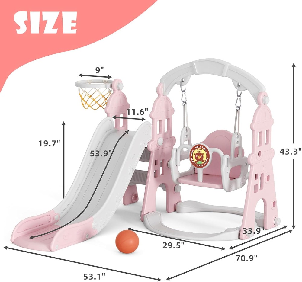 4-in-1 Kids Slide and Swing Se - огляд і ціна Kids Outdoor Basketball