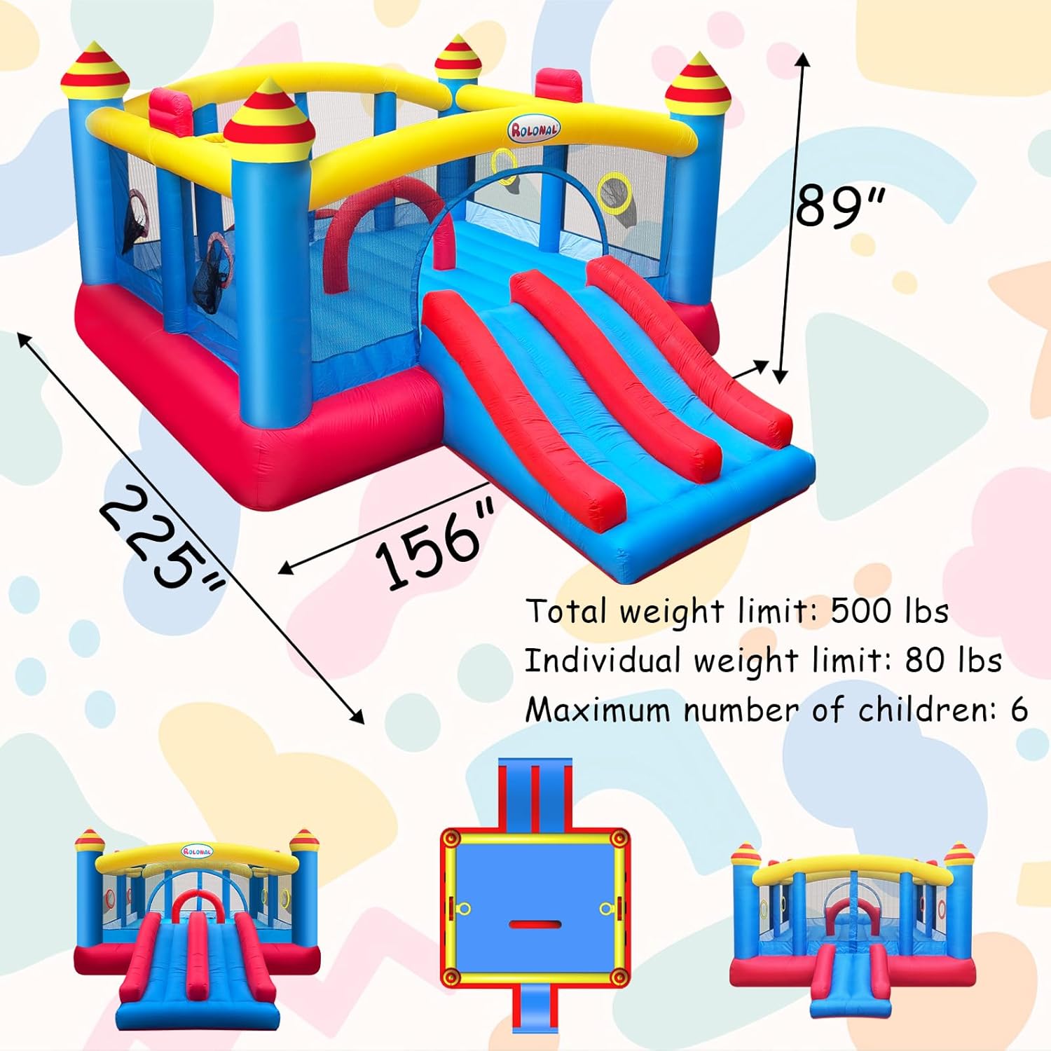 18.7x13 Ft Inflatable Bouncy C - огляд і ціна Kids Outdoor Basketball
