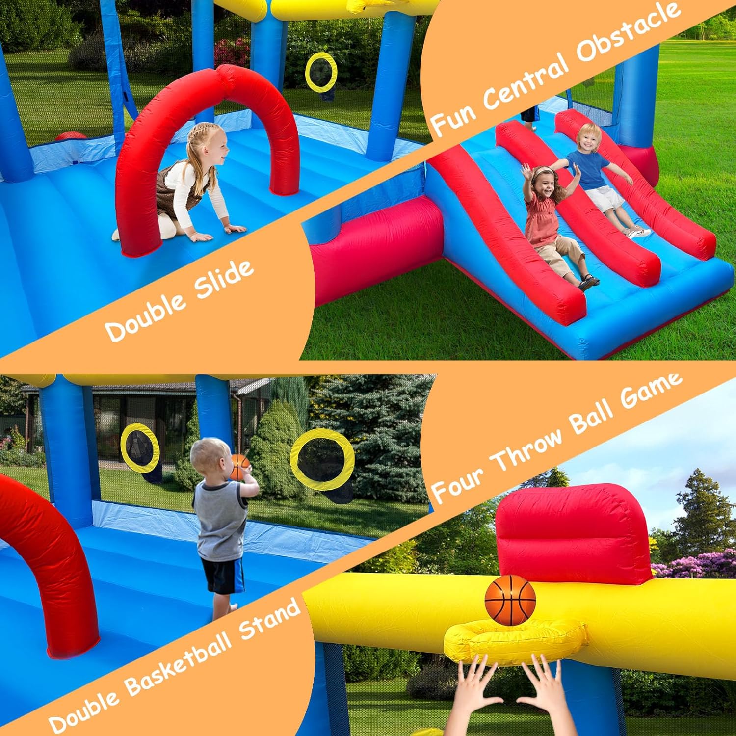 18.7x13 Ft Inflatable Bouncy C - огляд і ціна Kids Outdoor Basketball