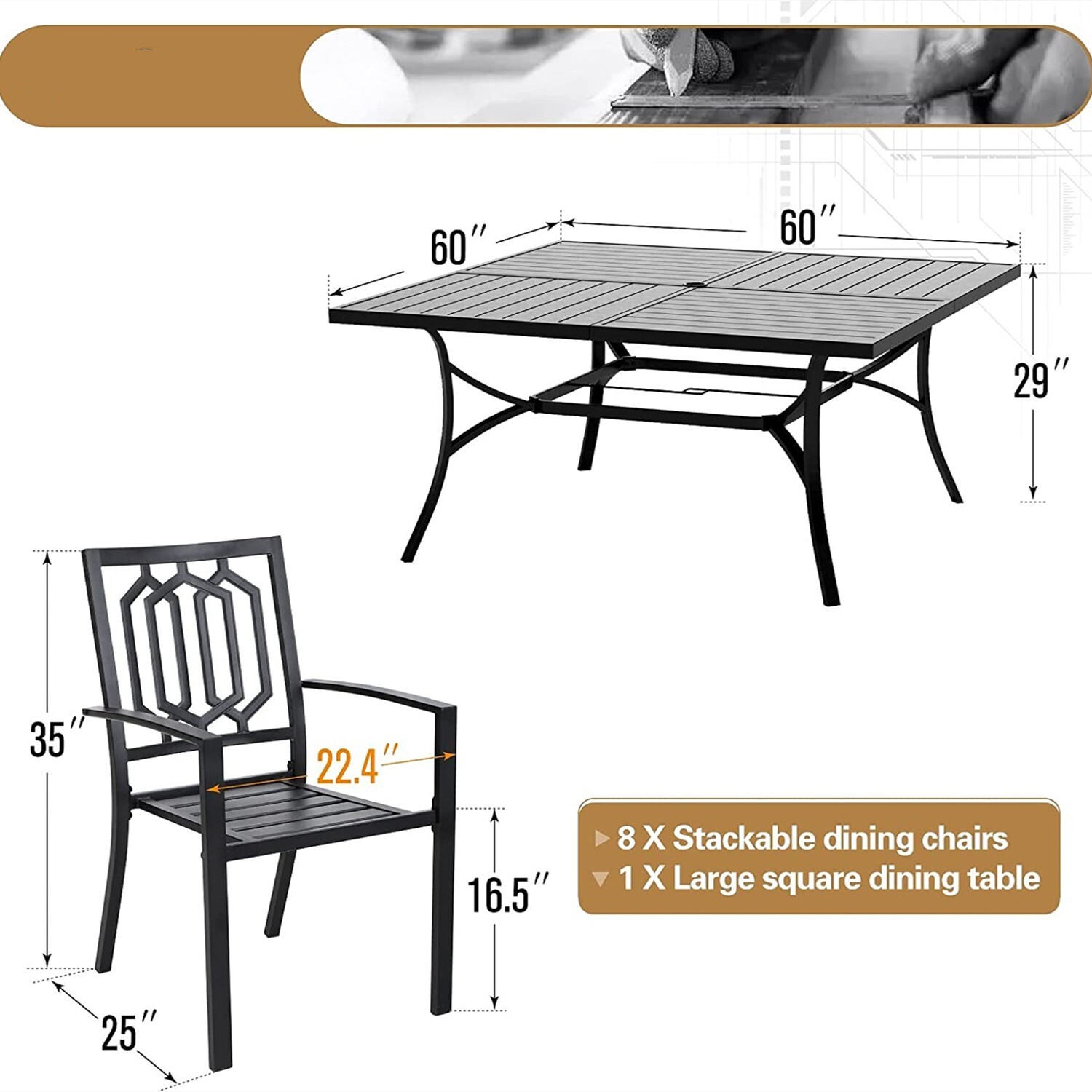 9 Piece Patio Table Set Outdoo - огляд і ціна Kids Outdoor Dining Set