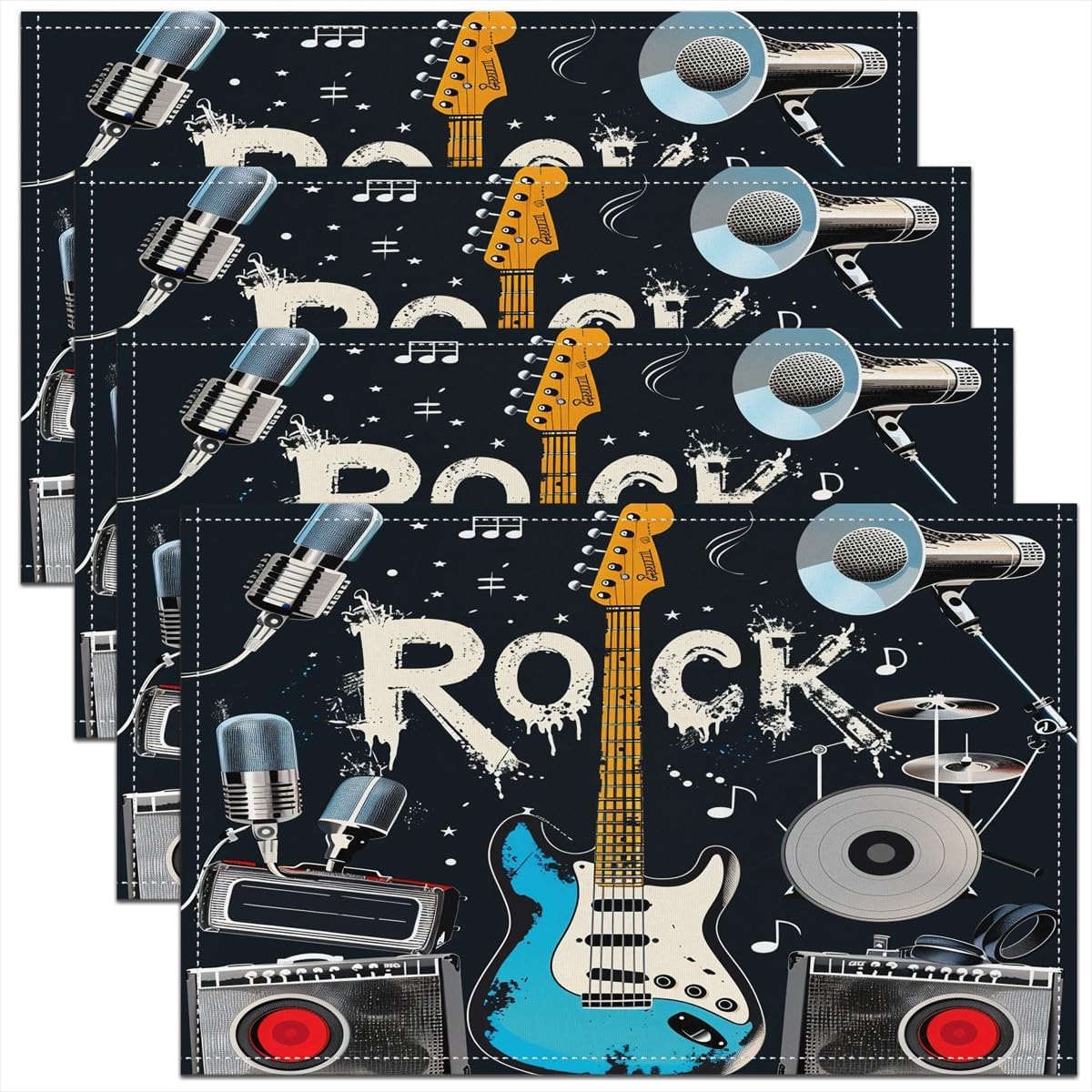 Rock Music Placemats Set of 4  - огляд і ціна Kids Outdoor Dining Set