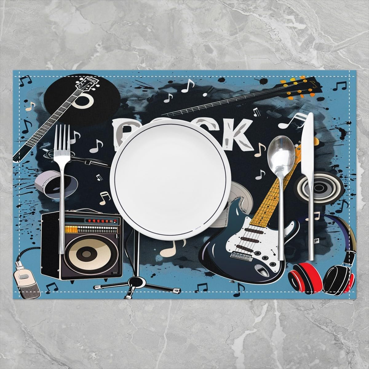 Rock Music Placemats Set of 4  - огляд і ціна Kids Outdoor Dining Set