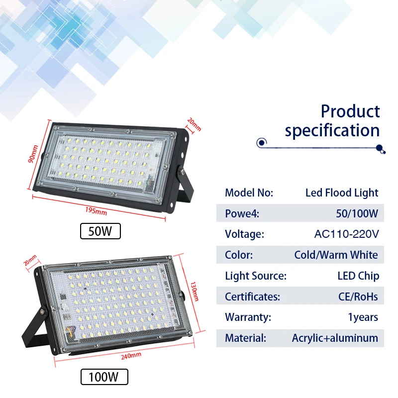 LED Flood Light 50W 100W AC110 - огляд і ціна Balance Beam Outdoor
