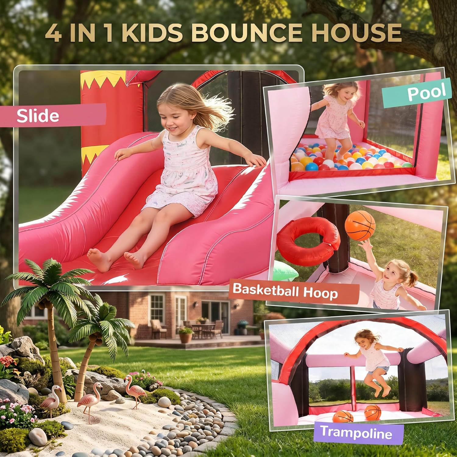 4-in-1 Kids Inflatable Bouncy  - огляд і ціна Kids Outdoor Basketball