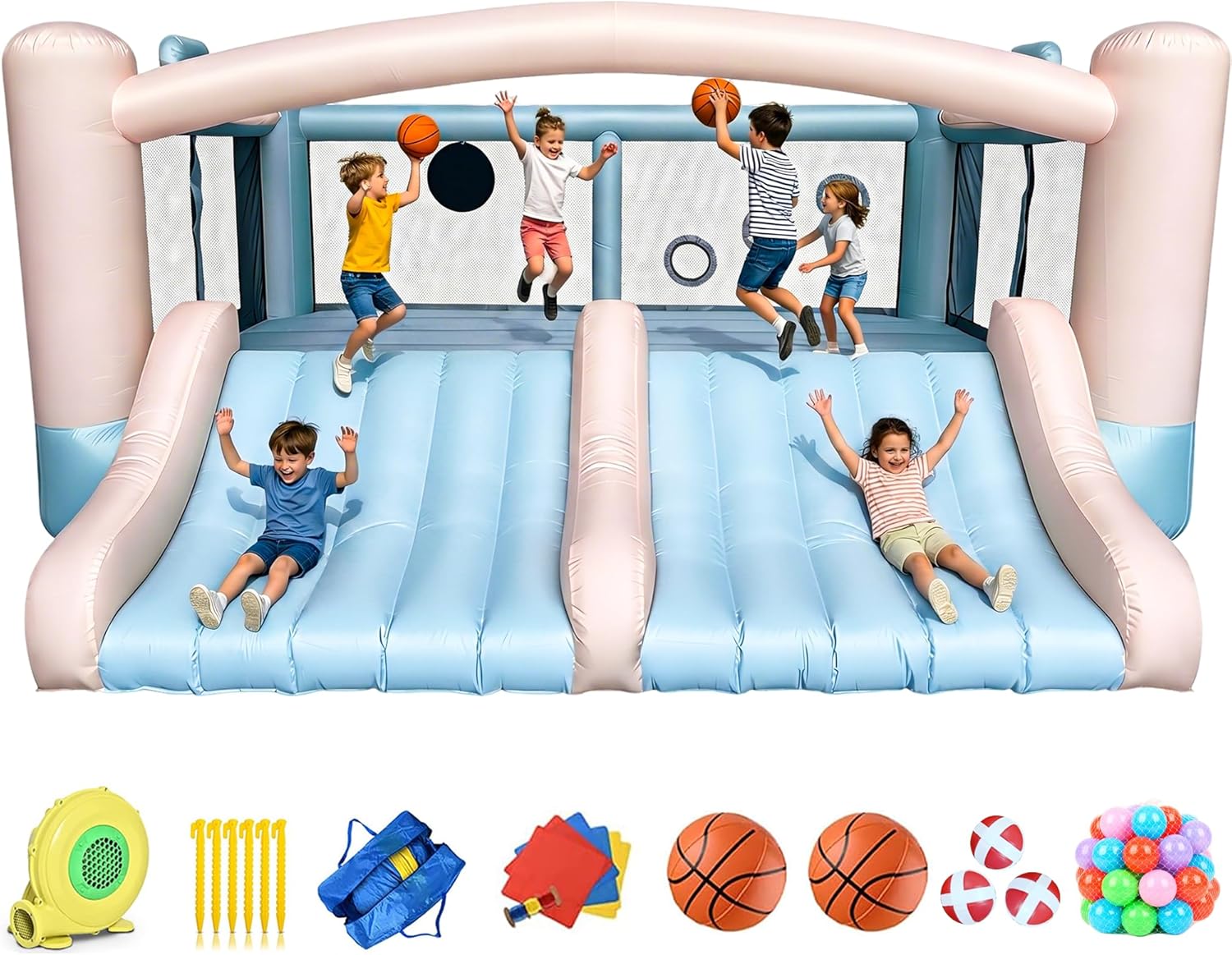 Large 8-in-1 Inflatable Bounce - огляд і ціна Kids Outdoor Basketball