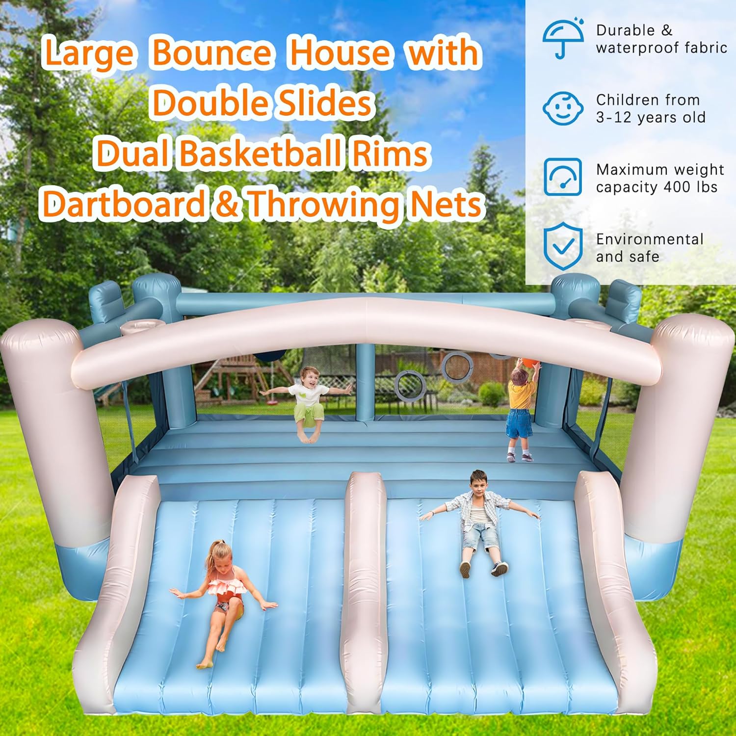 Large 8-in-1 Inflatable Bounce - огляд і ціна Kids Outdoor Basketball