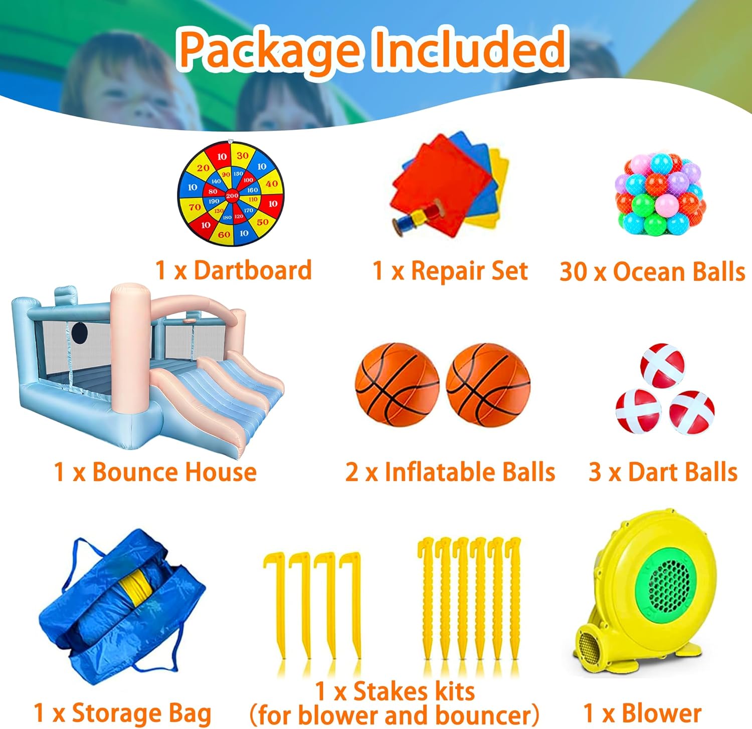 Large 8-in-1 Inflatable Bounce - огляд і ціна Kids Outdoor Basketball