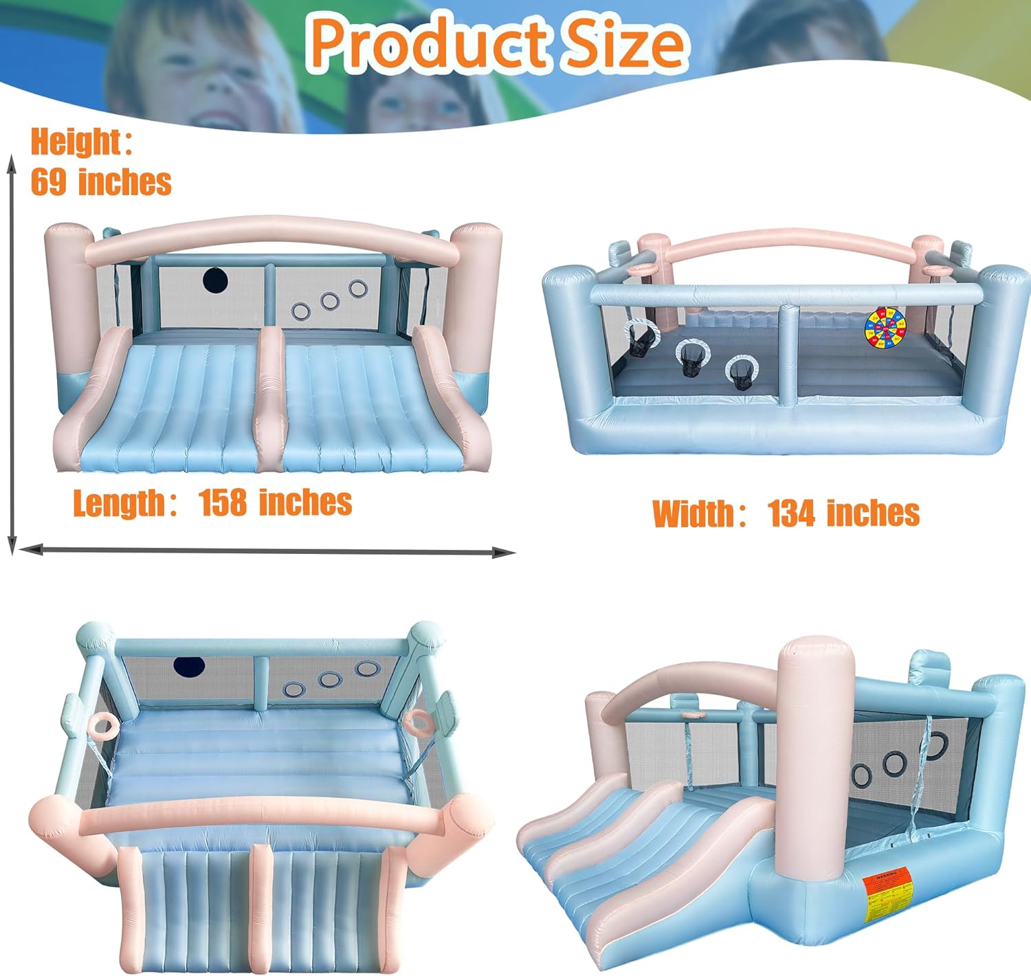 Large 8-in-1 Inflatable Bounce - огляд і ціна Kids Outdoor Basketball