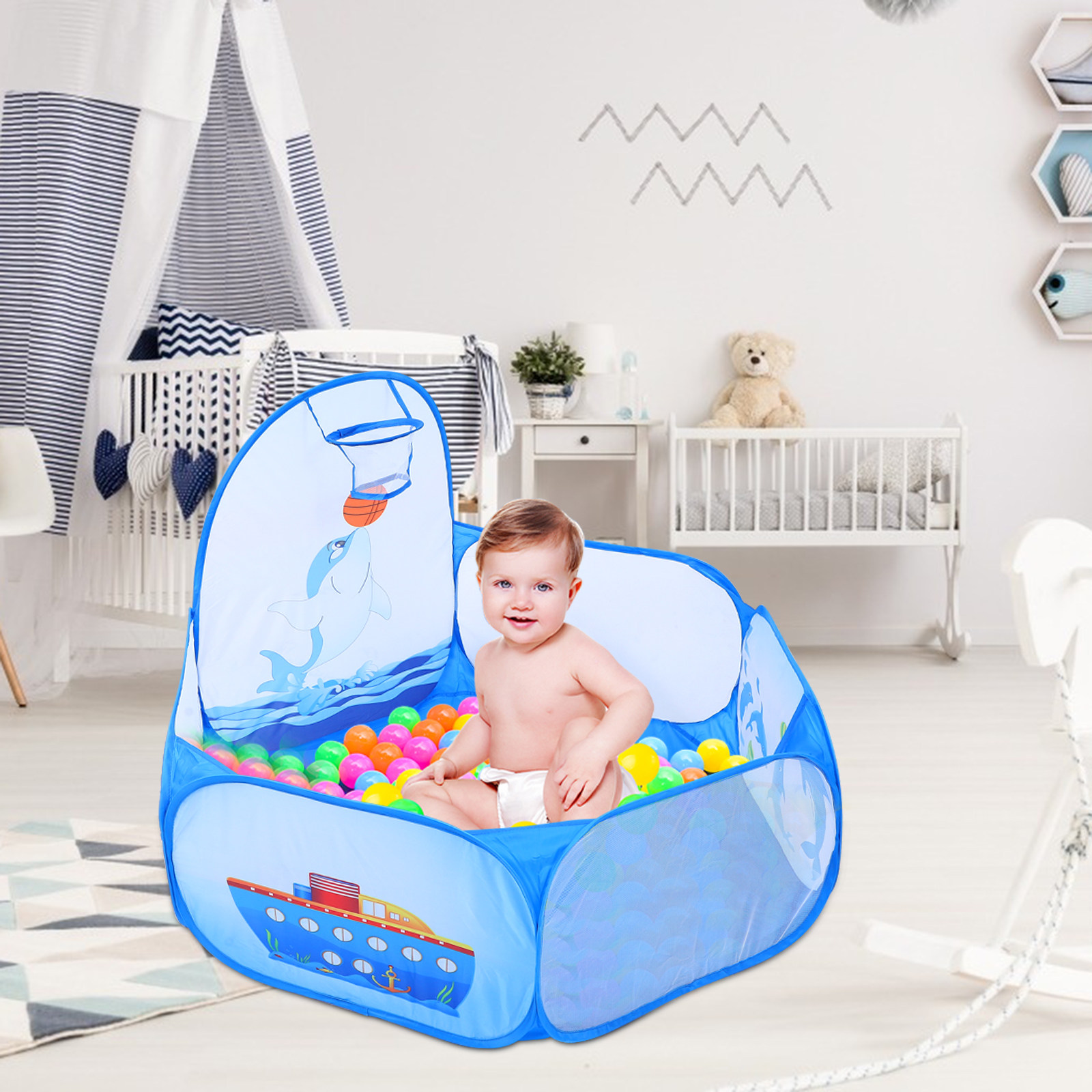 1Pcs Ocean Ball Pool Folding B - огляд і ціна Kids Outdoor Basketball