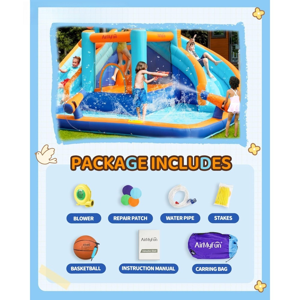 Large Water Slide Bounce House - огляд і ціна Kids Outdoor Basketball