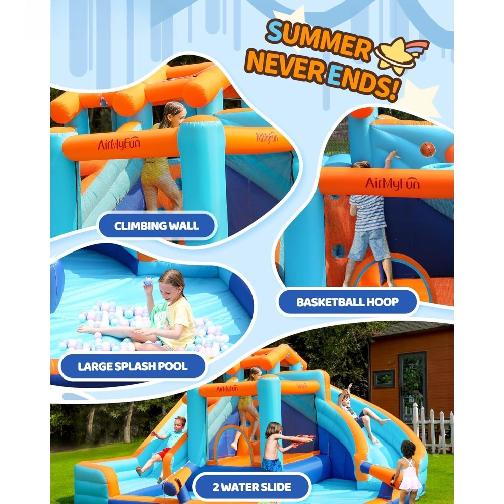 Large Water Slide Bounce House - огляд і ціна Kids Outdoor Basketball