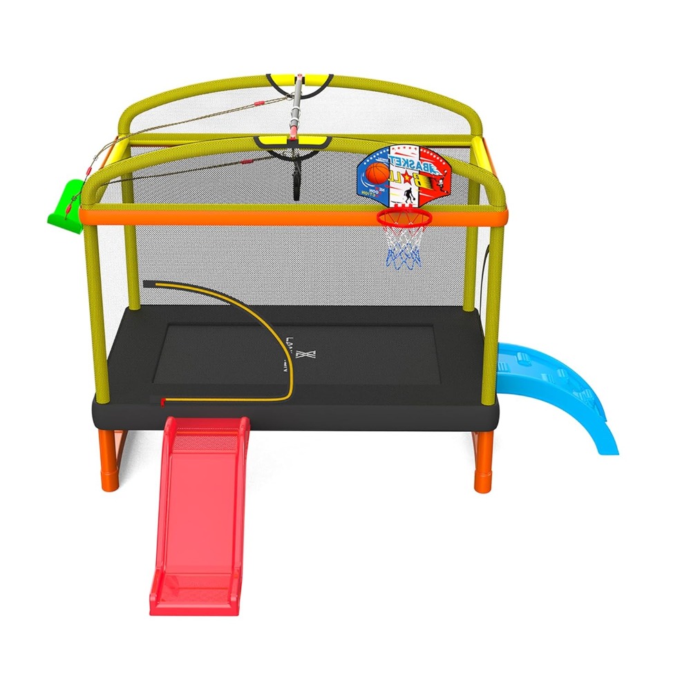 6.5Ft 7-in-1 Rectangle Trampol - огляд і ціна Kids Outdoor Basketball